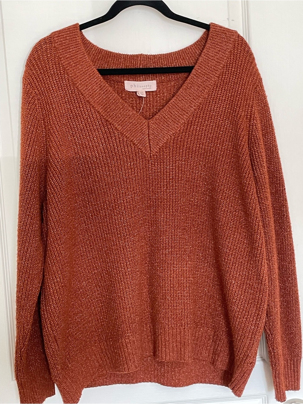 Philosophy Women's V-Neck Sweater in Rust Orange